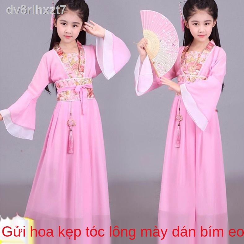 ┋Trang phục trẻ em cổ tích Hanfu công chúa hoàng gia thiếp cải tiến cô bé ảnh studio hiệu suất Guzheng