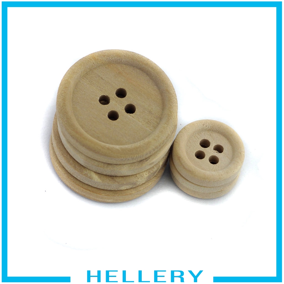 Bộ 50 Nút Gỗ Tròn Tự Nhiên 15 / 20 / 25mm Nhiều Họa Tiết Làm Đồ Thủ Công