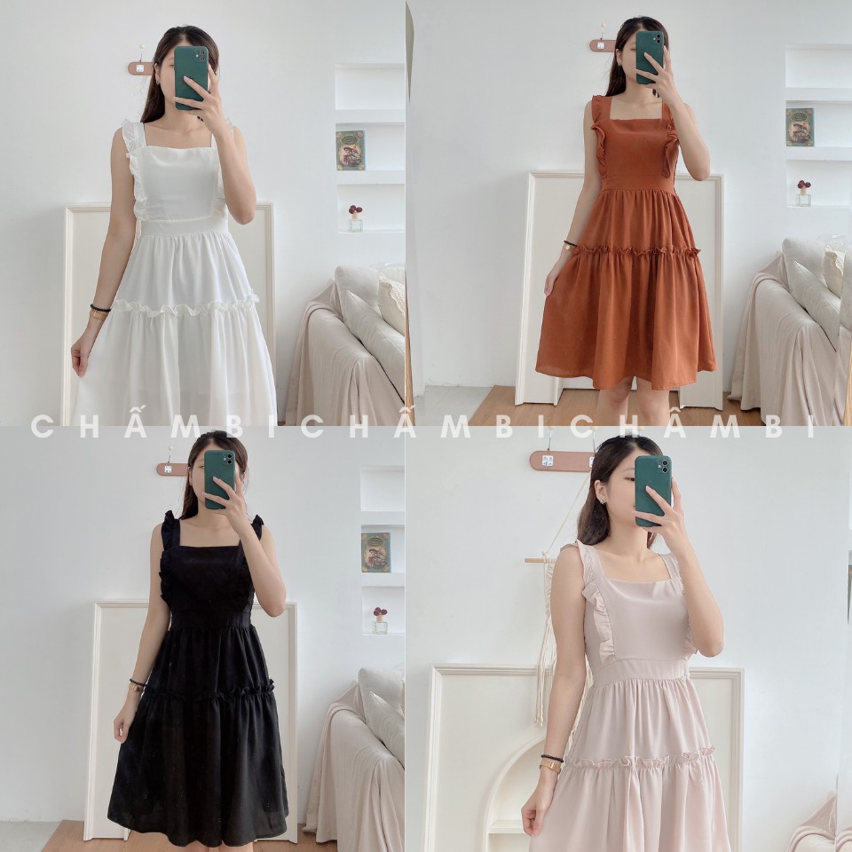 Đầm Xòe 2 Dây Cánh Tiên Chun Lưng freesize<53kg - V.011 | BigBuy360 - bigbuy360.vn