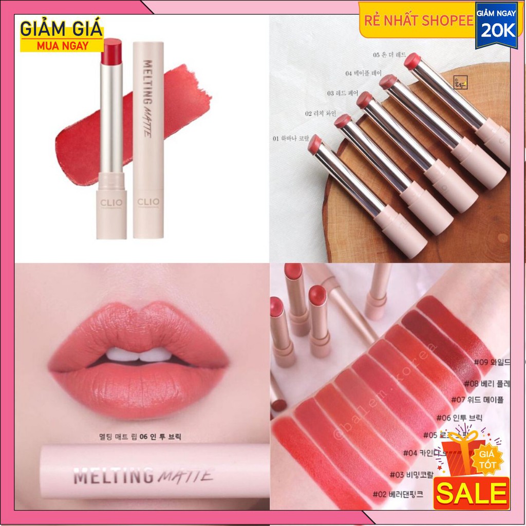 Son lì Clio Melting Matte Lip (có Bill)
