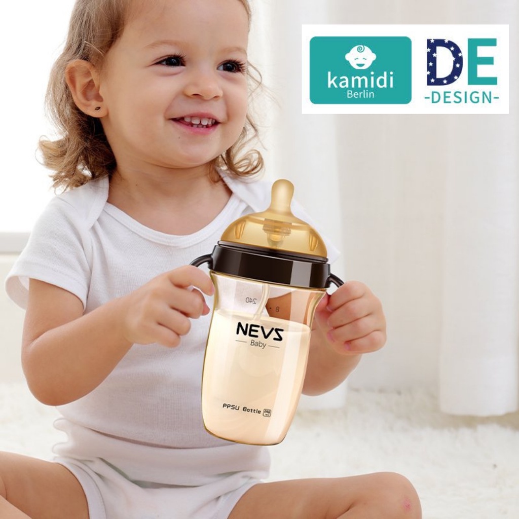 🍀🐾CHÍNH HÃNG🍀🐾Bình sữa Kamidi NEVS cao cấp kết hợp núm sữa silicon siêu mềm như tâm hồn mẹ 240ml và 300ml