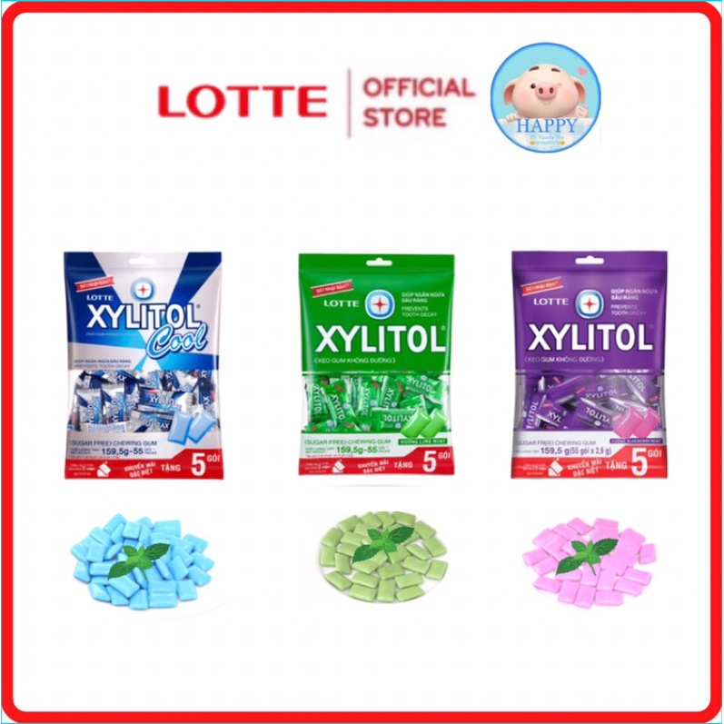 Kẹo Sing-Gum Xylitol vị cool/ bạc hà/ việt quất gói 159.5g (55viênx2.9g)