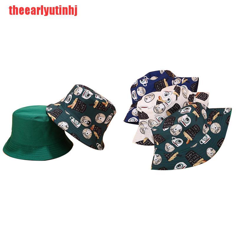 INHJ 2019 Double Side Printed Animal Bucket Hat Fisherman Outdoor Travel Sun Cap New