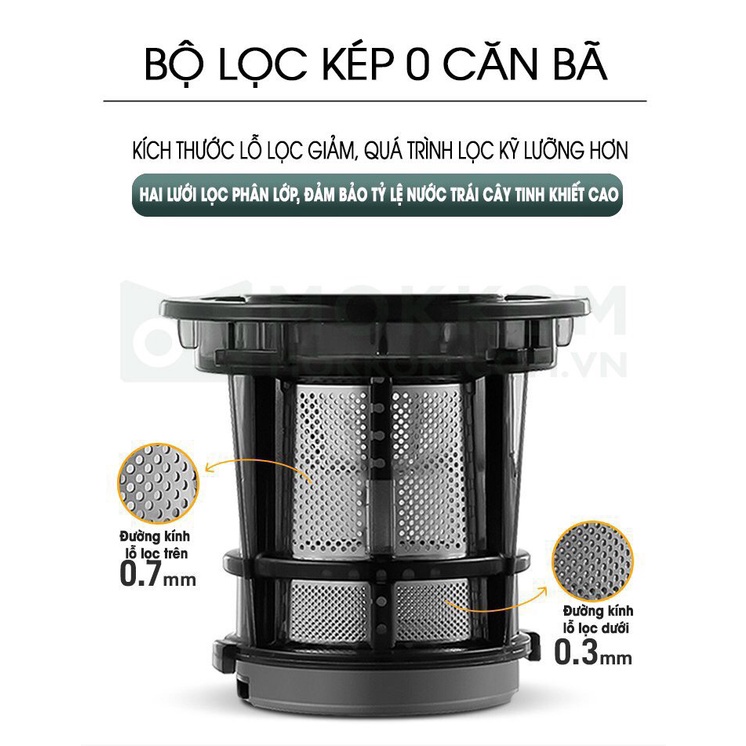 Máy ép chậm Mokkom - Model Mk-199 - Máy ép hoa quả tốc độ chậm thế hệ mới - Ép nguyên quả - Kiệt bã
