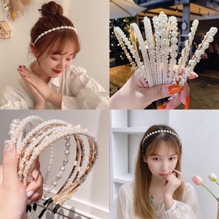 Băng đô bờm cài tóc đính đá ngọc trai nhân tạo phong cách tiểu thư