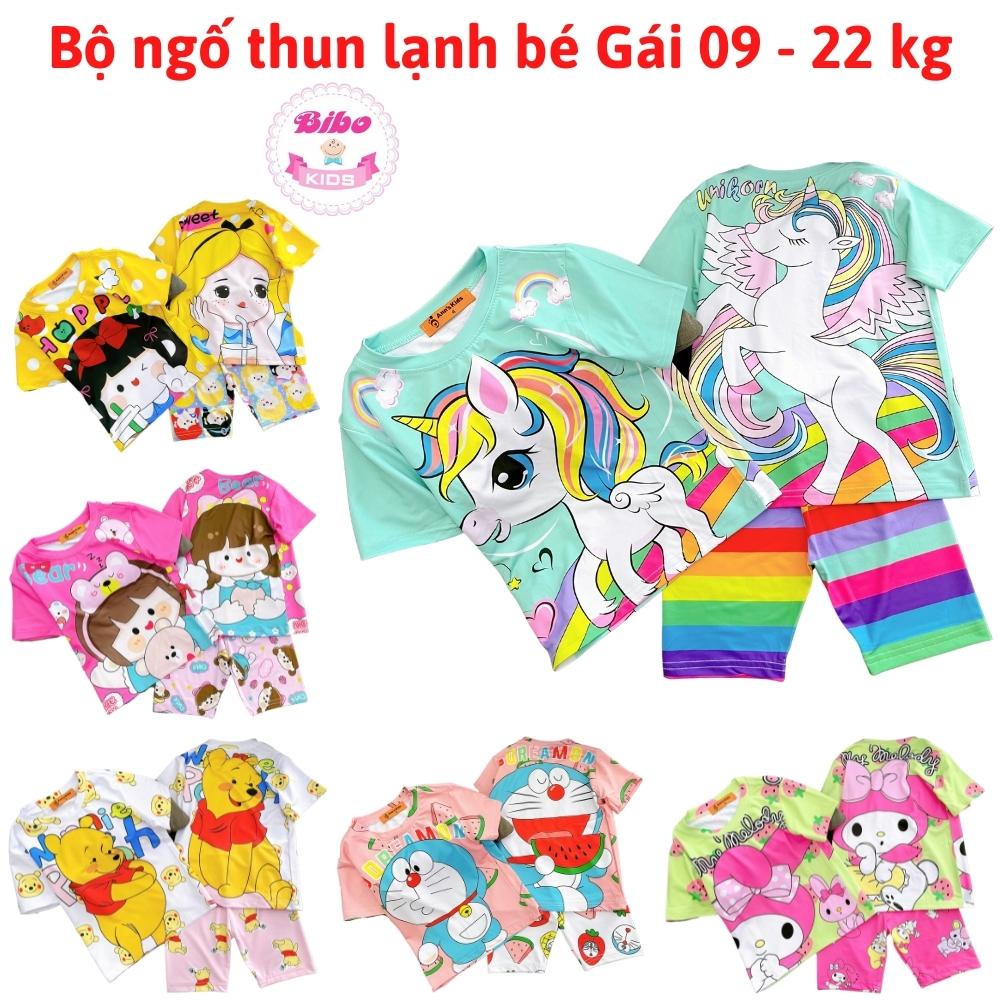 Bộ lửng thun lạnh 3D in Hoạt hình siêu dễ thương cho bé gái 9 - 22 kg, Đồ bộ mặc nhà công chúa bánh bèo dễ thương