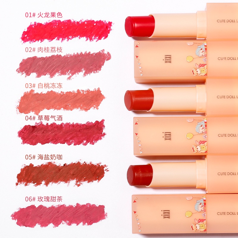 Son Môi Xixi Trang Điểm Dưỡng Ẩm Chống Thấm Nước Thiết Kế Vỏ Búp Bê Dễ Thương