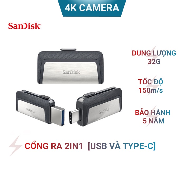 USB 32G ổ cứng di động OTG Type C Sandisk Ultra Dual Drive USB 3.1