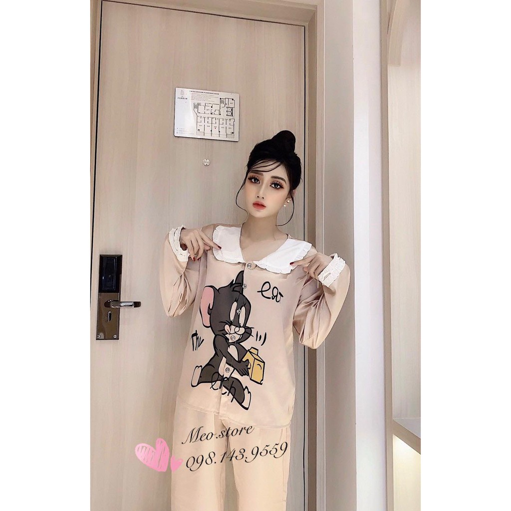 Đồ Bộ Pijama - Bộ Lụa Dài Tay Chất Liệu Lụa Satin