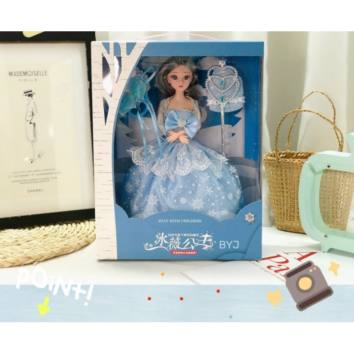 Đồ chơi búp bê, Búp bê Elsa tóc mây khớp nối linh hoạt, búp bê hoạt hình frozen, nữ hoàng băng giá