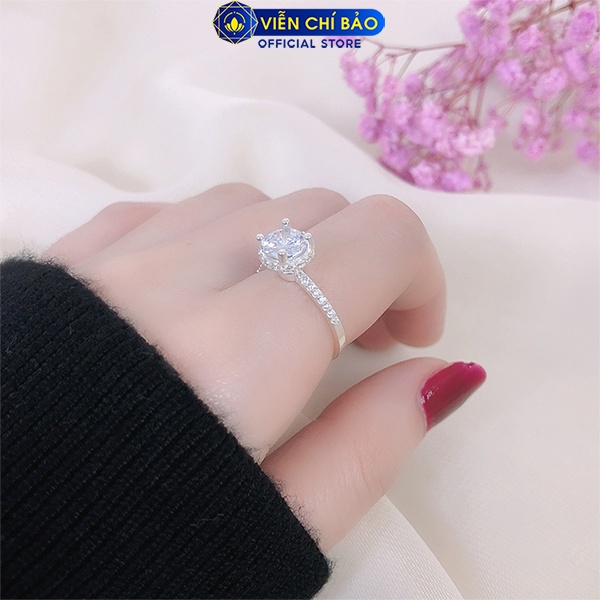 Nhẫn bạc nữ đá tròn chất liệu bạc S925 thời trang phụ kiện trang sức nữ trẻ trung Viễn Chí Bảo N400400x