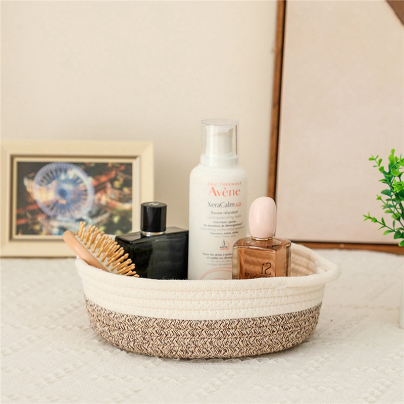 Bộ 2 Giỏ Đựng Trái Cây / Trang Sức / Chìa Khóa / Đồ Dùng Bằng Dây Cotton Bện Cỡ Nhỏ Tiện Dụng # 1