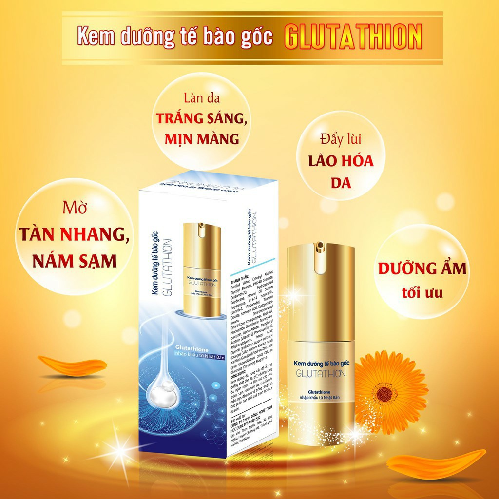 Kem dưỡng trắng da tế bào gốc Glutathione cấp ẩm trẻ hóa da giúp mờ thâm sạm tàn nhang nếp nhăn làm đẹp tại nhà hiệu quả