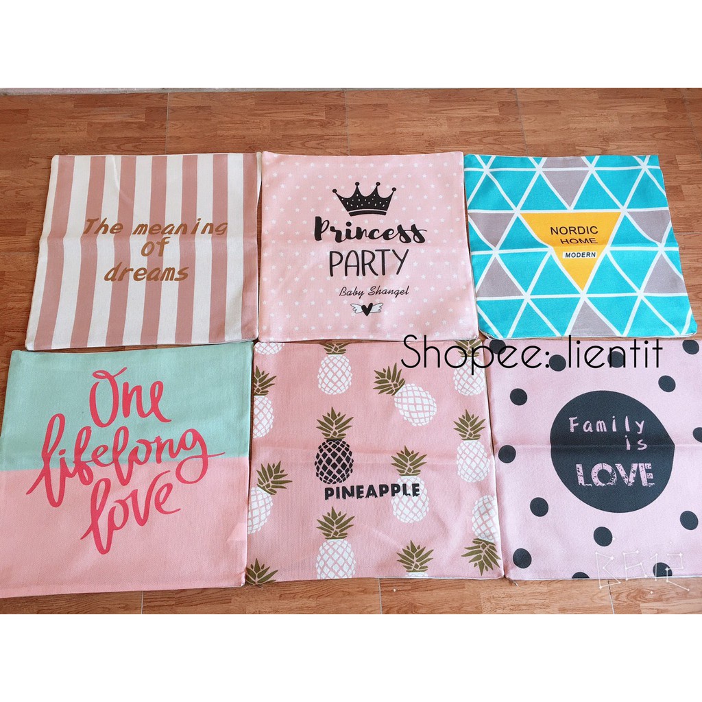 [FREESHIP] Vỏ gối tựa lưng sofa trang trí set HỒNG size 45 x 45cm