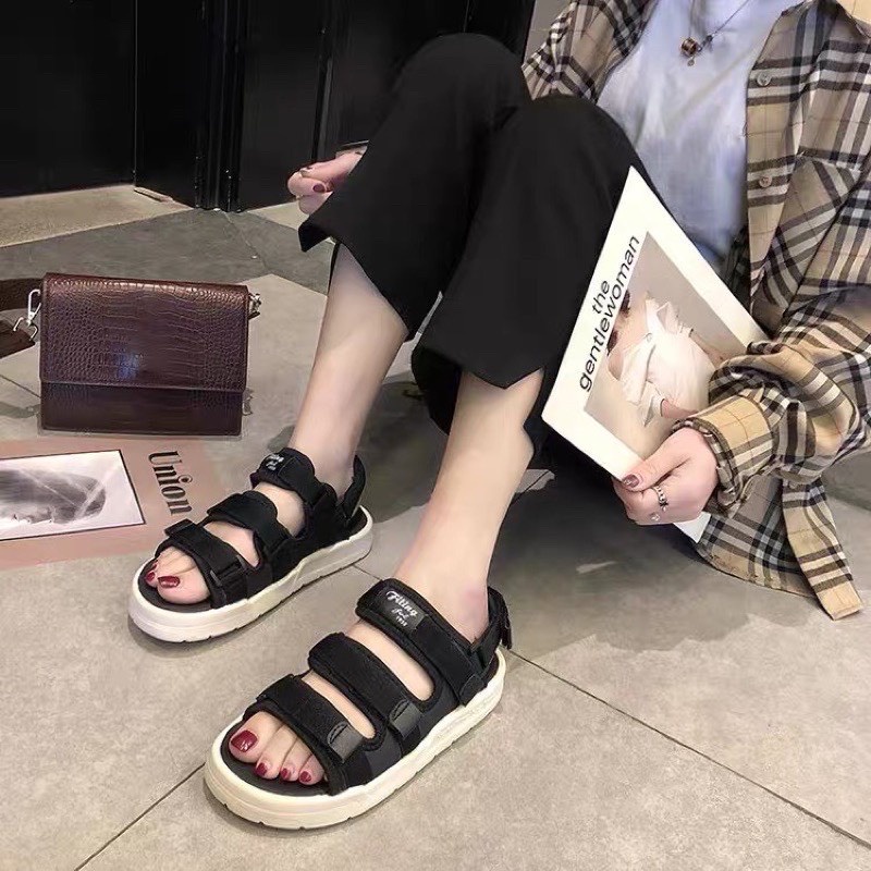 Sandal quai ngang vải dù tem F đế cao su mềm - 2P