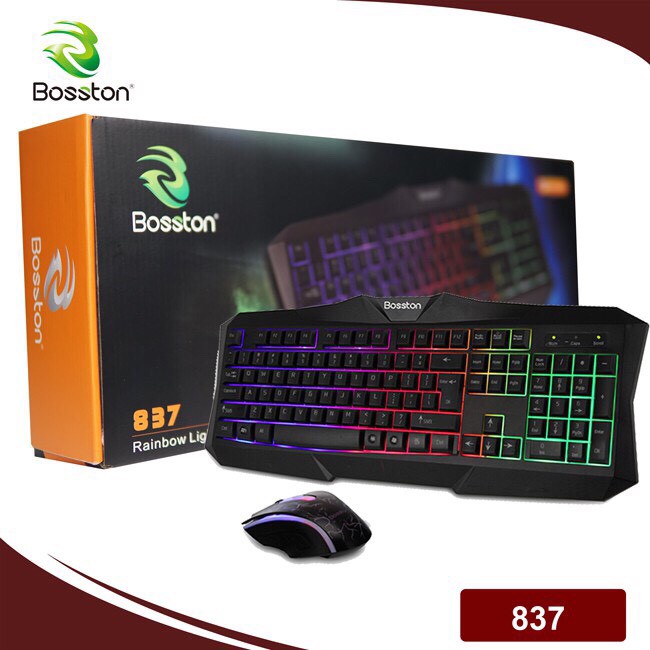 Bộ Phím và Chuột Bosston 837 LED 7 MÀU USB - Combo Gaming Keyboard