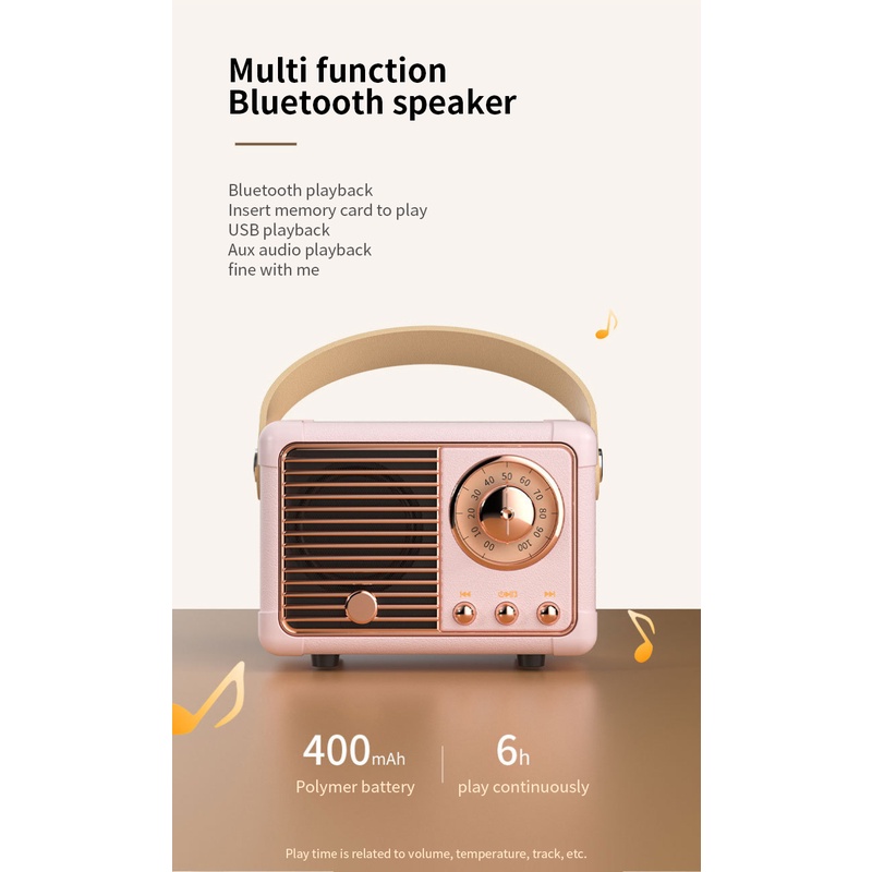 Loa Bluetooth Quà tặng di động Loa sáng tạo Loa mini Mini Loa âm thanh Loa siêu trầm điện thoại di độngLoa bluetooth radio retro sáng tạo quà tặng di động Loa siêu trầm điện thoại di động