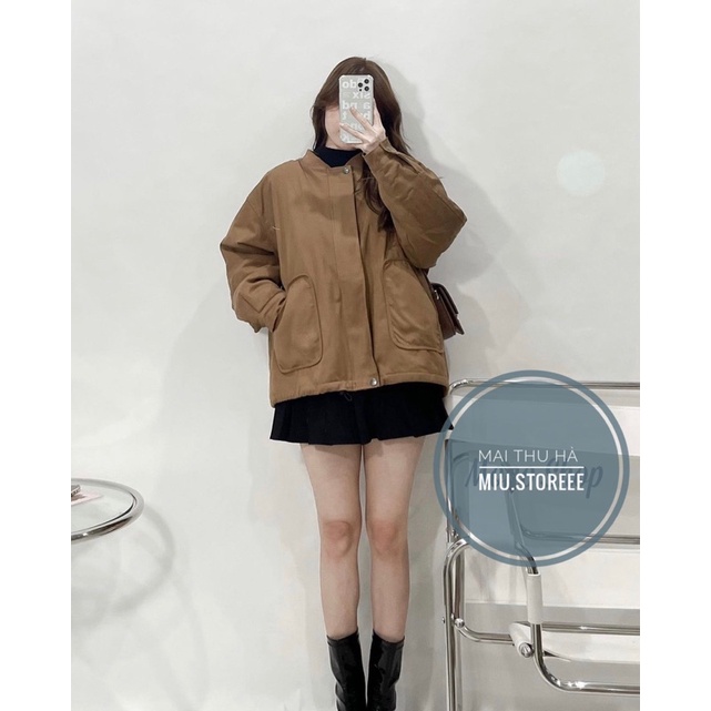 [ẢNH THẬT] ÁO KHOÁC BOMBER KAKI TRƠN TÚI HỘP TRẦN BÔNG