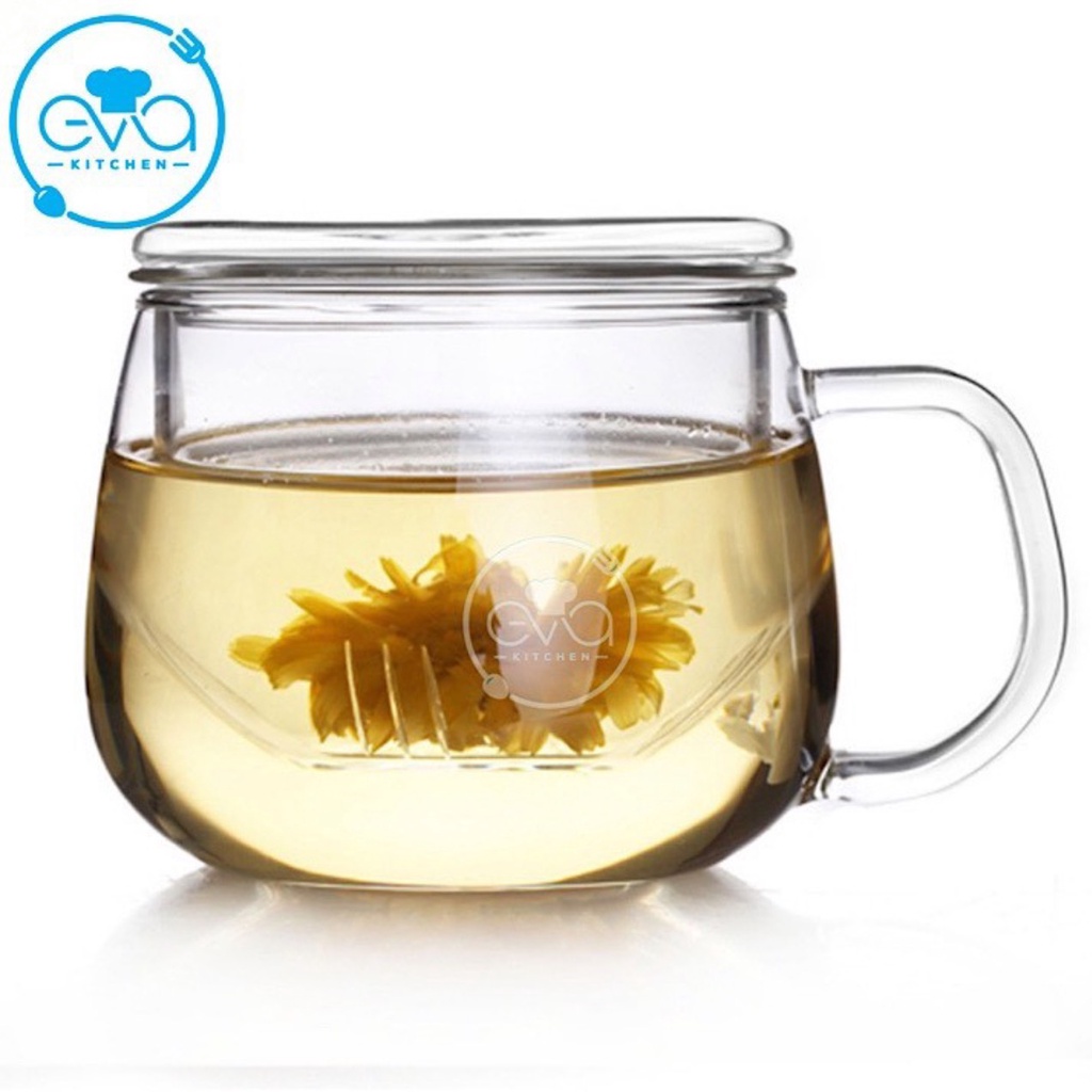 Ly Thủy Tinh Kèm Lõi Lọc Trà Chịu Nhiệt Round Cup 350 Ml
