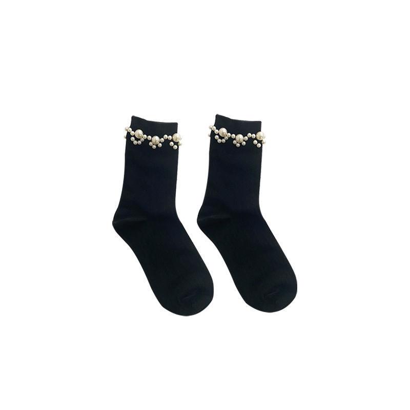 Vớ Cotton nguyên chất viền ren đính ngọc trai phong cách Nhật Bản dễ thương 16