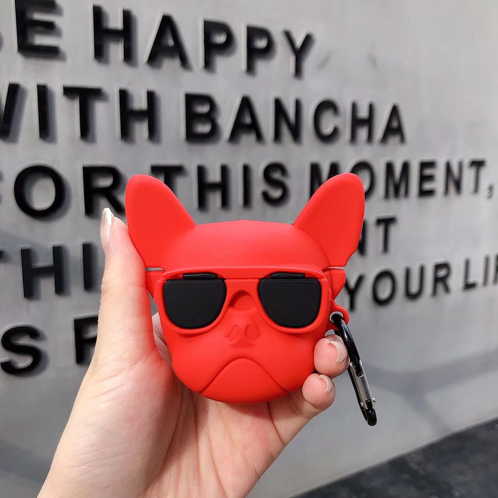 Mềm Silicone Airpods - Thời trang 3D French Bulldog Case phù hợp cho Apple Airpods #HG069