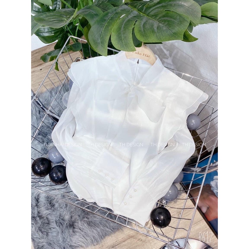 Áo sơ mi trắng thắt nơ nữ chất tơ mềm đẹp Kanimi - SM03 | BigBuy360 - bigbuy360.vn
