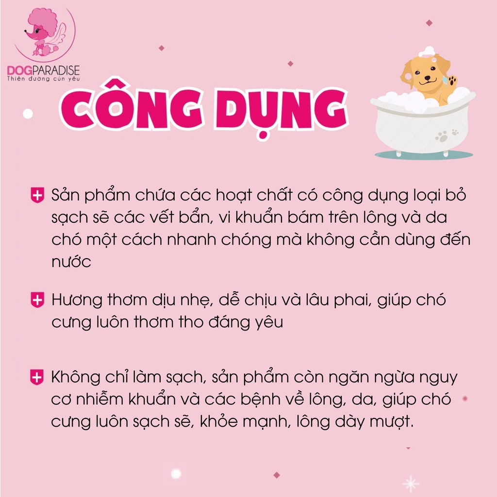 Xịt tắm khô Sleeky khử mùi an toàn cho thú cưng - Dog Paradise