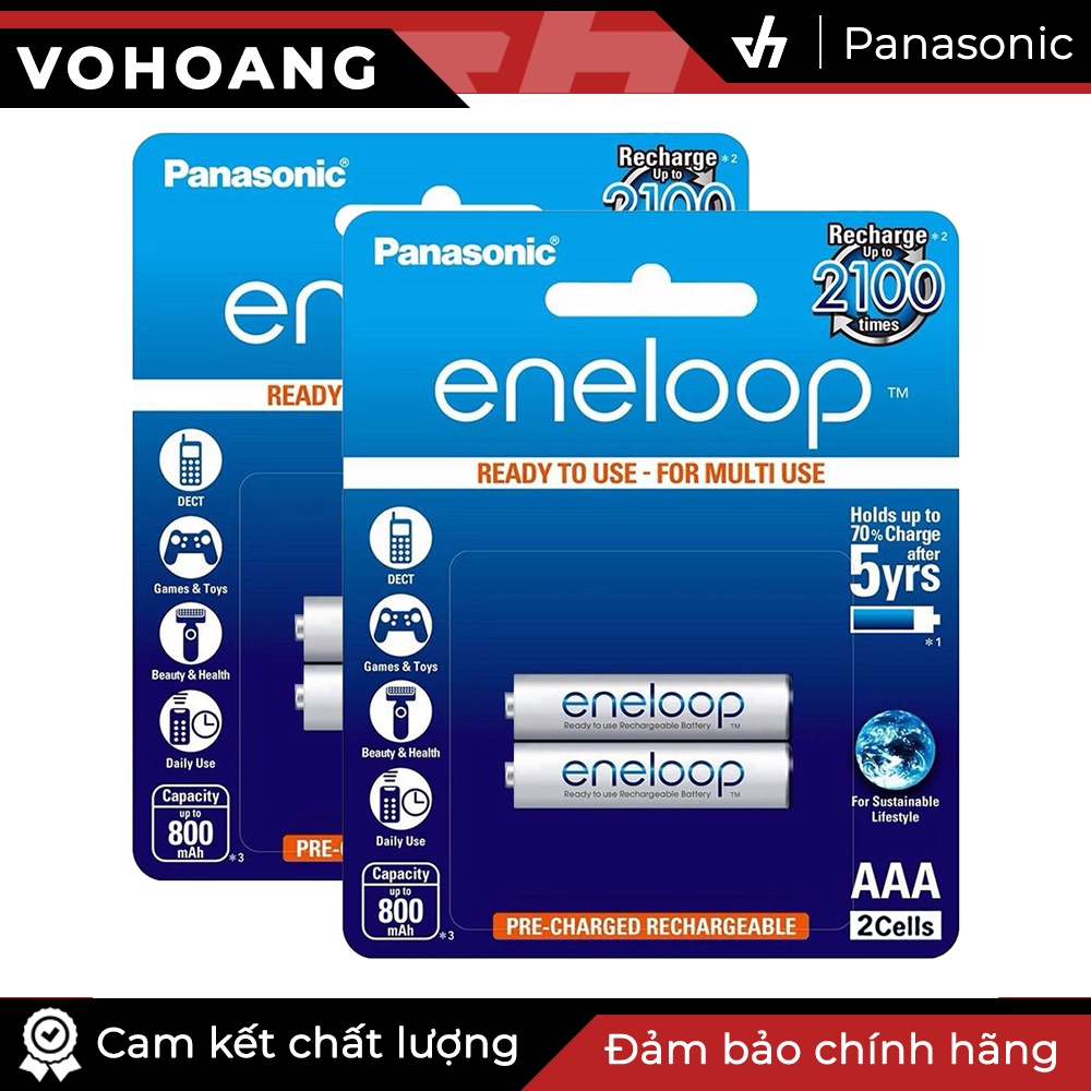 Bộ 4 pin sạc AAA Panasonic Eneloop 800mAh (Trắng)