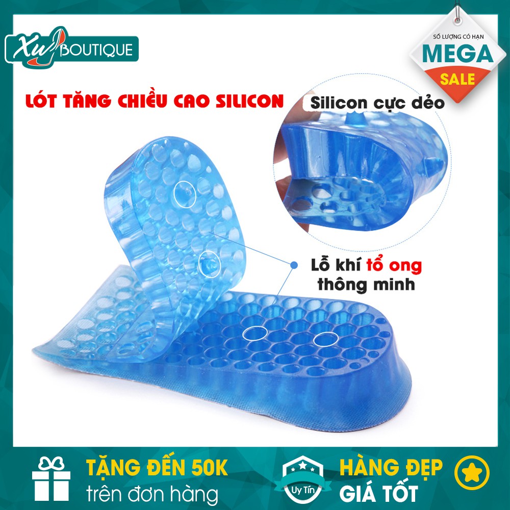 [Mã FAMAYWA giảm 10K đơn 50K] Lót Gót Độn Đế Giày Tăng Chiều Cao Silicon Mềm 2 Lớp 4Cm