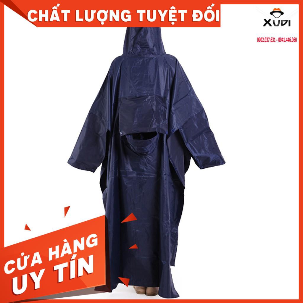 Áo Mưa 2 Đầu Vải Dù Cao Cấp 1m4 ( Xanh Đen )