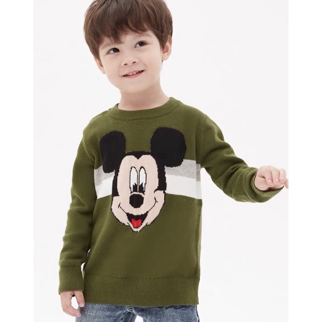 Áo Len Bé Trai Mickey Xanh Lá dư xịn 1-5Y