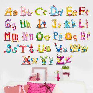 Decal dán tường chữ cái  mắt ngộ nghĩnh