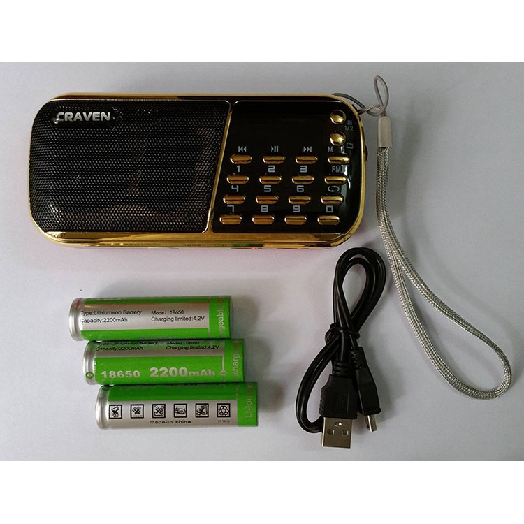 Loa nghe nhạc USB thẻ nhớ FM Craven CR-853 sử dụng 3 pin siêu trâu - Bảo hành 3 tháng
