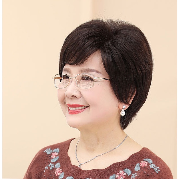 🌿Tặng Lưới🌿 Tóc giả nữ trung niên nguyên đầu tự nhiên - TG45