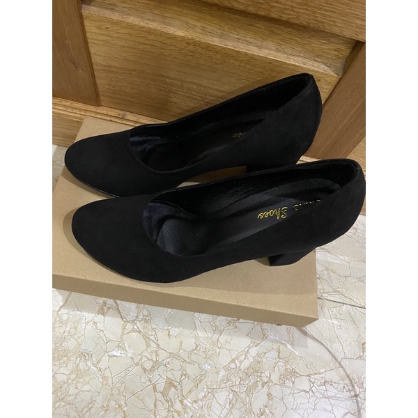 Giày cao gót nữ da lộn mũi tròn gót thô siêu xinh TT56