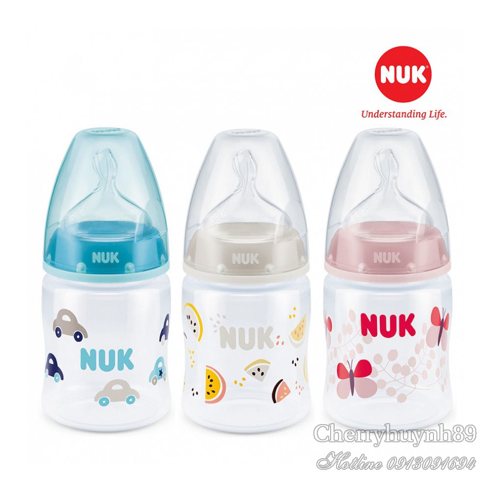 Bình sữa Nuk nhựa pp 150ml - 300ml, 100% hàng chính hãng.