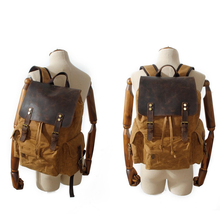 Balo canvas HUTALEATHER vải bố bền đẹp mix da bò thời trang cao cấp HB3