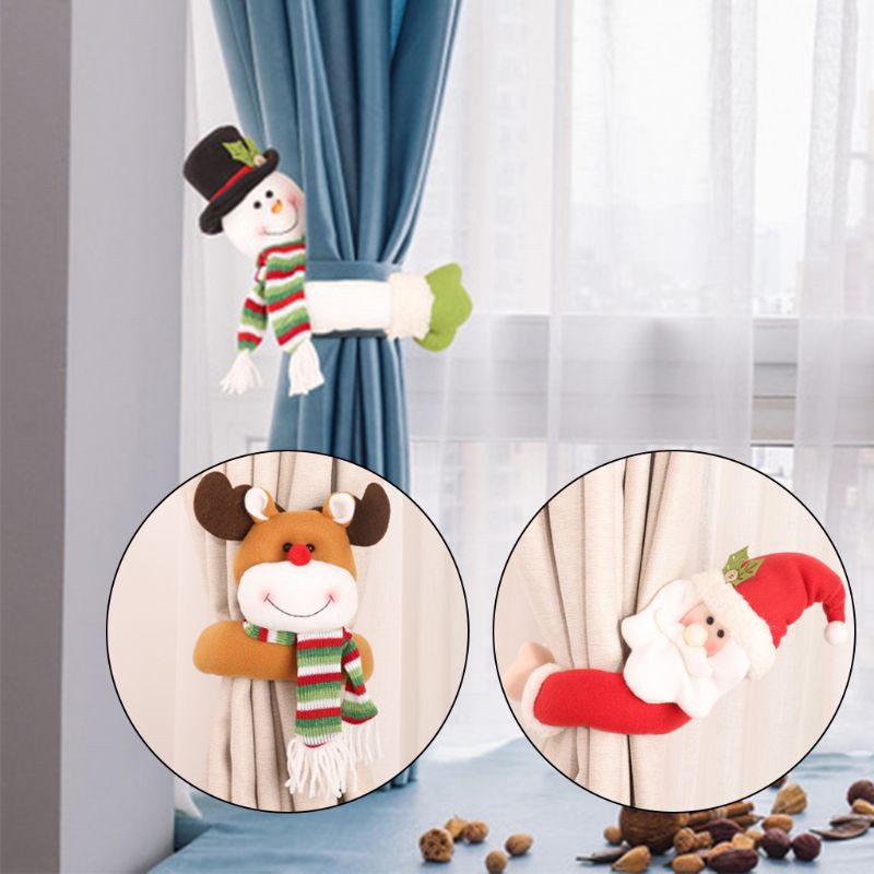 cc Christmas Santa Claus Snowman Curtain Buckle Ornament Tieback Fastener Holder