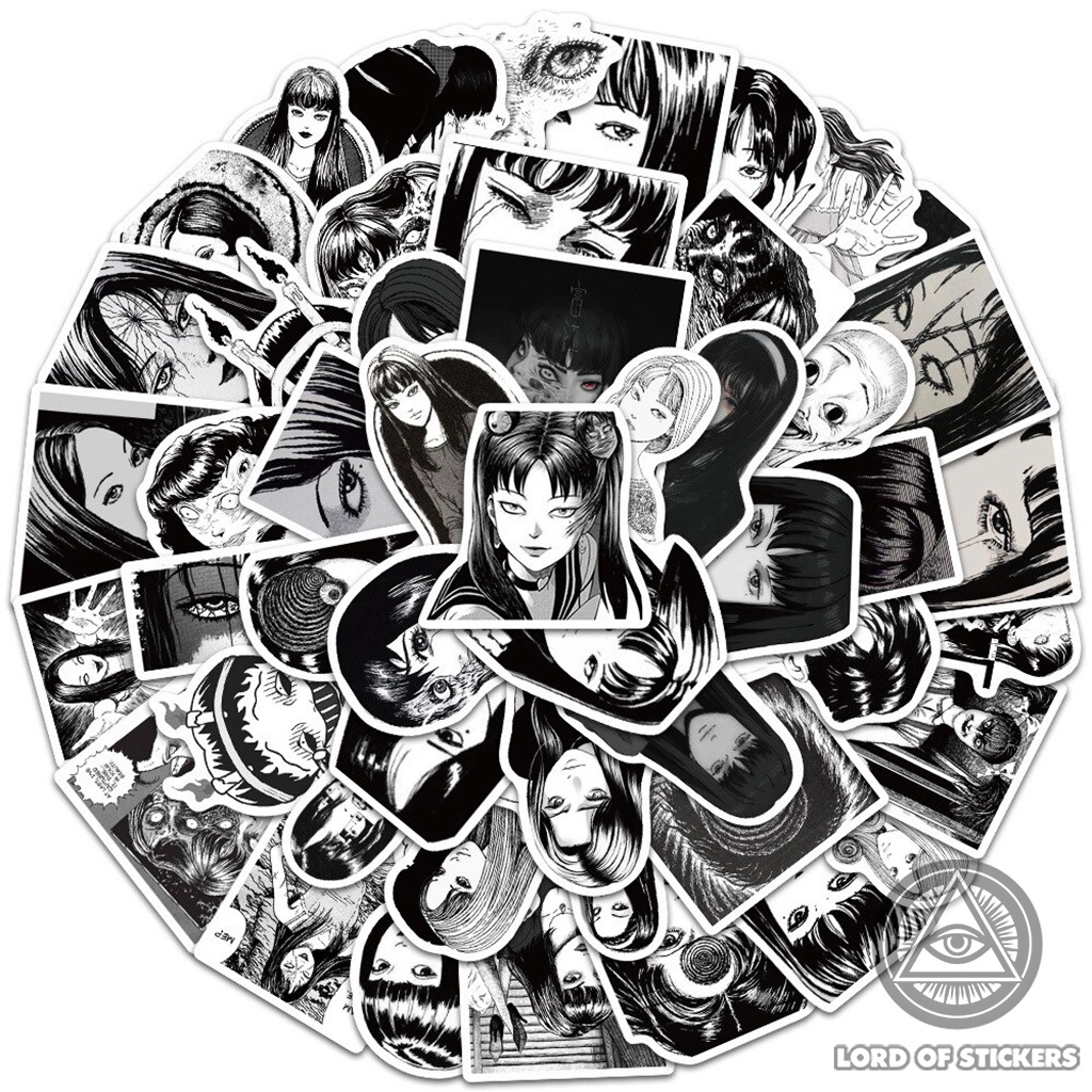 Set 50 Miếng Dán Hình Truyện Tranh Kinh Dị Junji Ito Sticker Anime Manga Trang Trí Mũ Bảo Hiểm, Điện Thoại, Laptop, Sổ