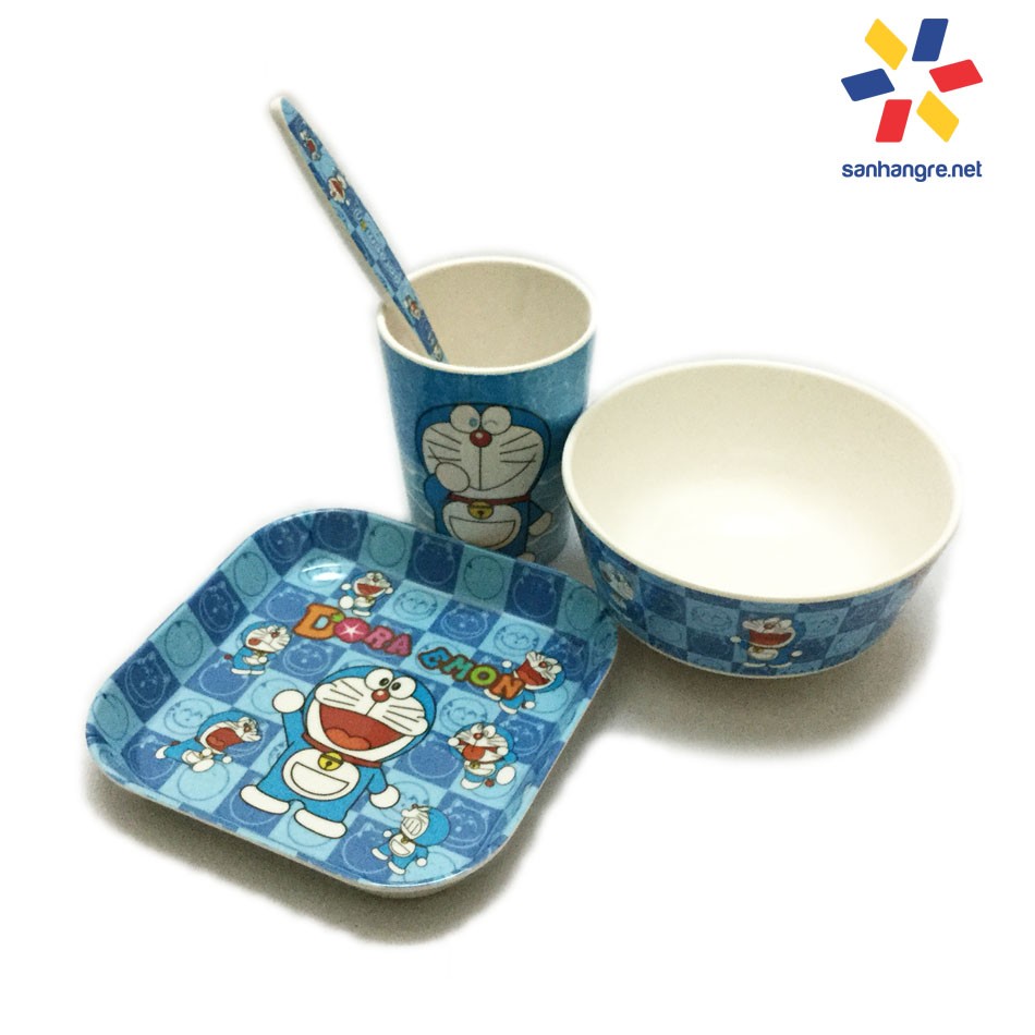 Bộ đồ dùng ăn hình Doraemon cho bé hàng xuất Nhật