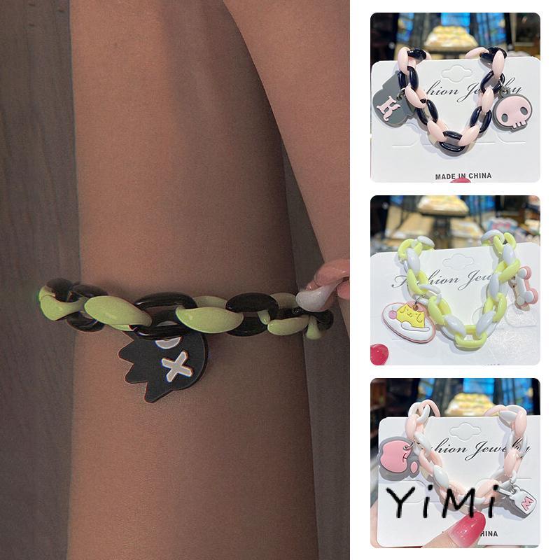 Vòng Tay Dây Harajuku Màu Hồng Dễ Thương Phong Cách Nhật Bản Cho Cặp Đôi