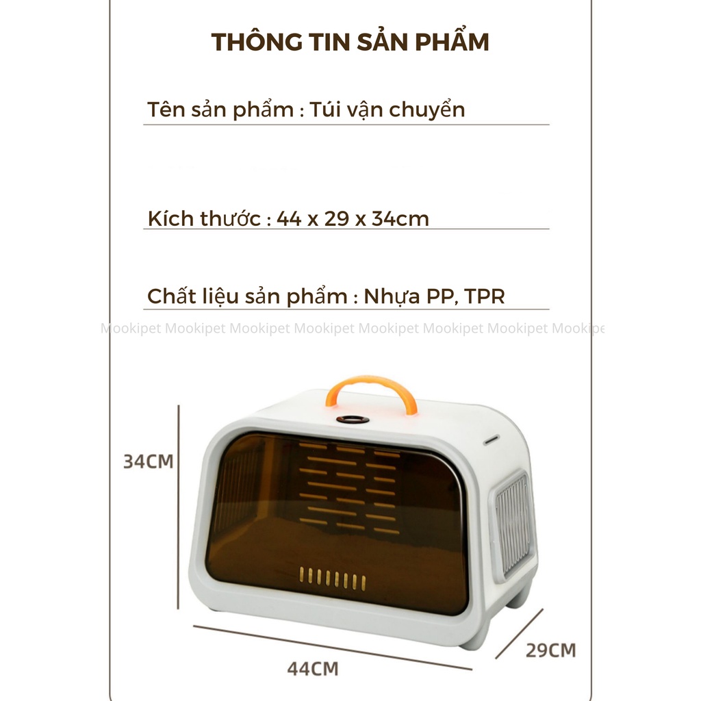 Lồng vận chuyển chó mèo dây đeo chéo thiết bị đo nhiệt độ Mookipet