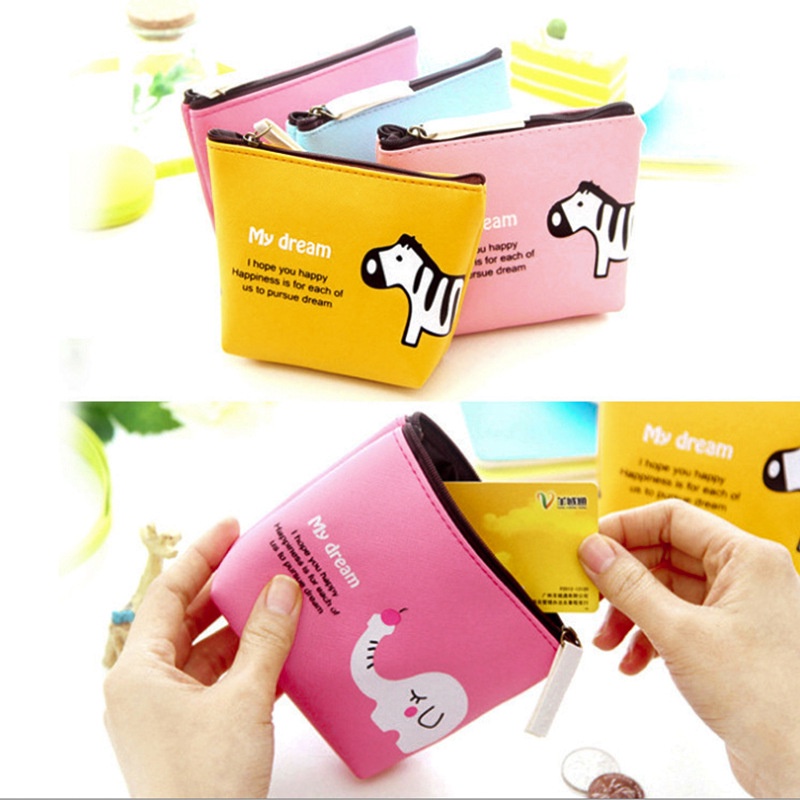 Ví Đựng Tiền Xu Khóa Kéo Họa Tiết Voi Dễ Thương Phong Cách Hàn Quốc GYLXB093