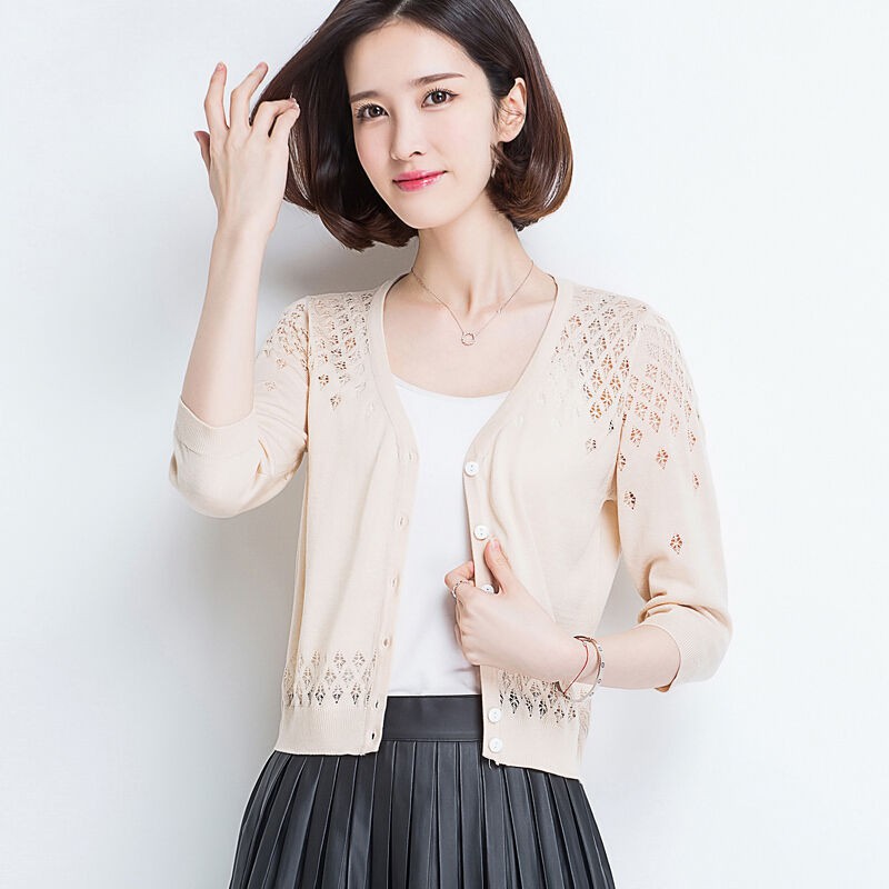 Áo khoác Cardigan dệt kim dáng ngắn thiết kế xinh xắn cho nữ | BigBuy360 - bigbuy360.vn