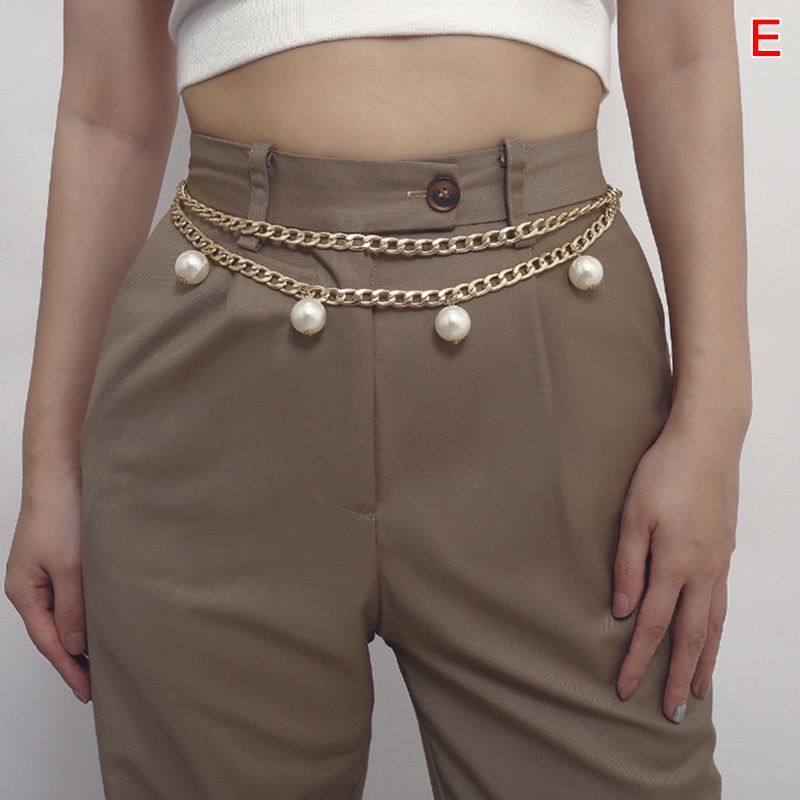 Thắt Lưng Nhiều Lớp Đính Hạt Ngọc Trai Phong Cách Retro Cho Nữ