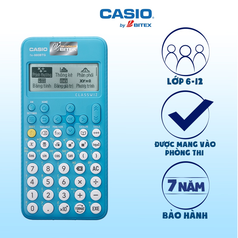 Máy Tính Casio FX 880BTG Chính Hãng Mới Nhất 2022, Dành Cho Học Sinh Cấp 2 Cấp 3, Lớp 6 Đến Lớp 12, Bảo Hành 7 Năm