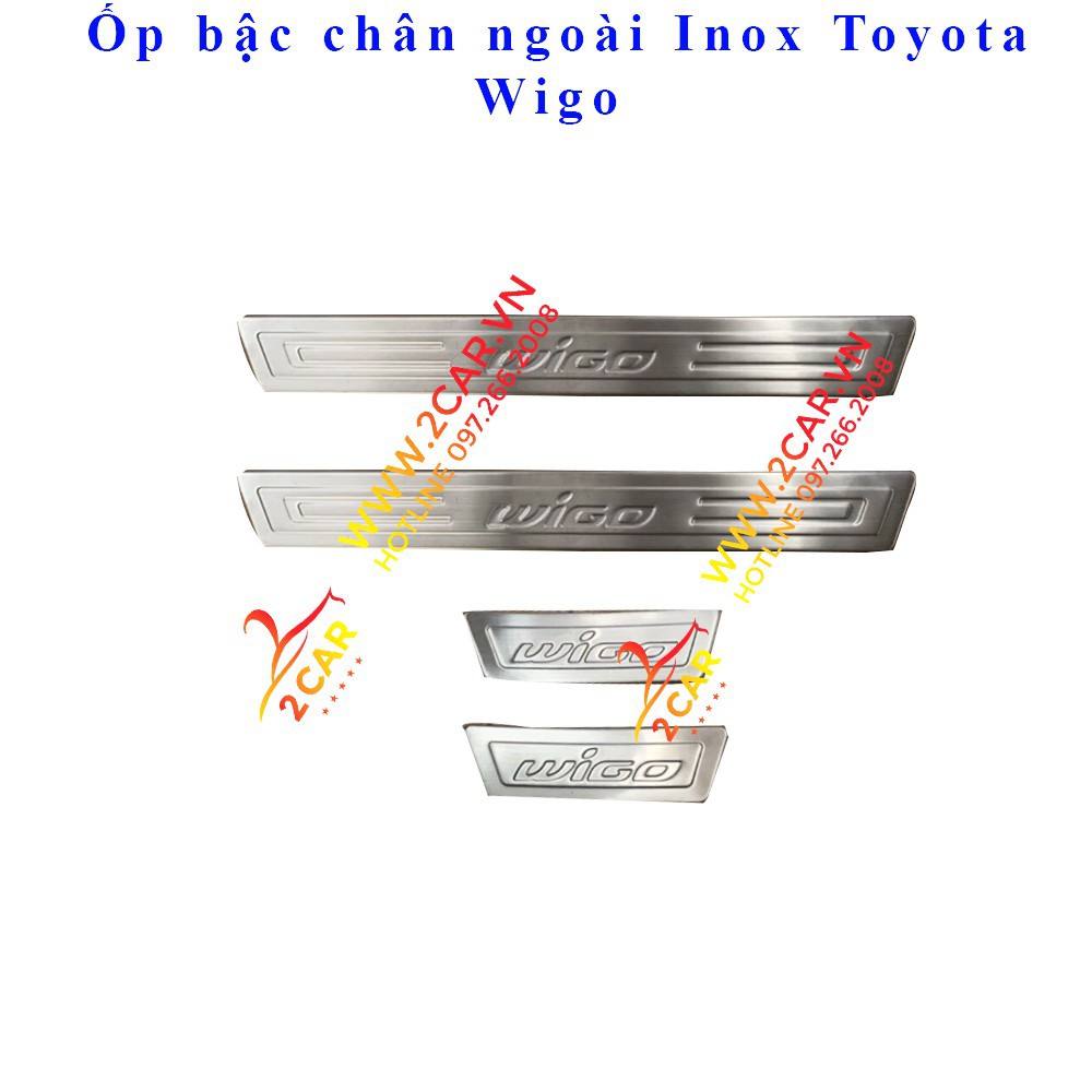 Combo ốp bậc chân trong + ngoài xe Toyota Wigo Inox