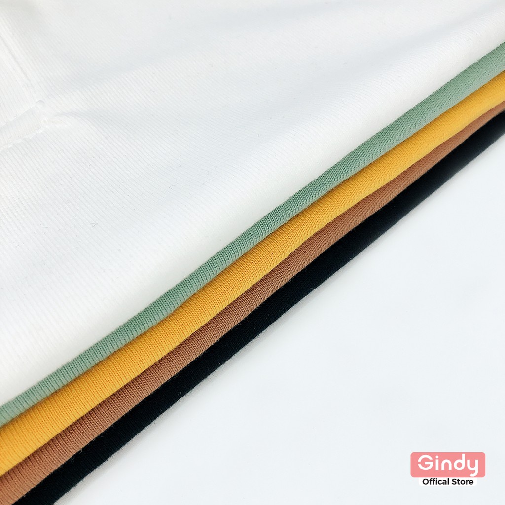 Áo phông nữ croptop GINDY cổ bẻ polo tay lỡ form rộng chất cotton thoáng mát A7001