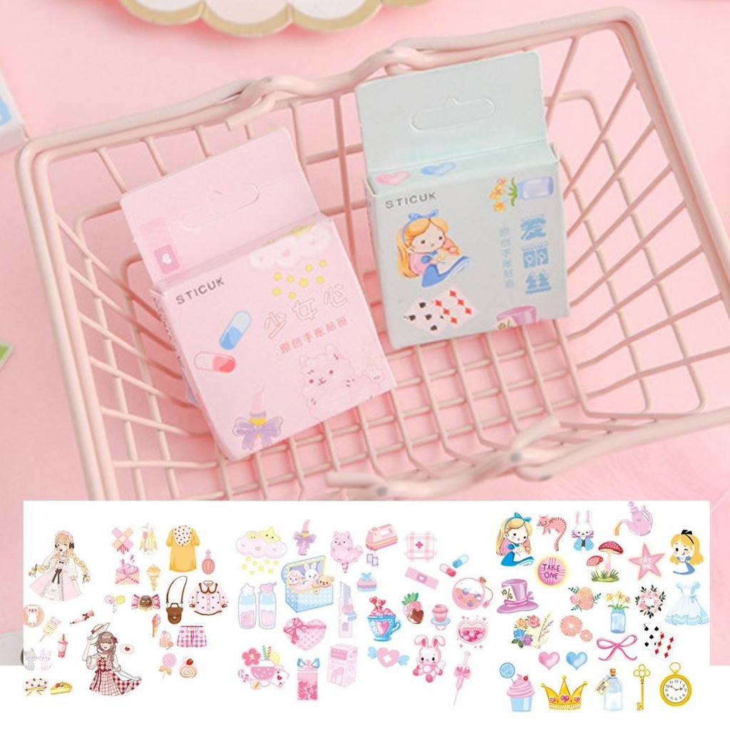 Hộp 46 sticker nhãn dán đáng yêu phong cách nhật bản Box Sticker ST184