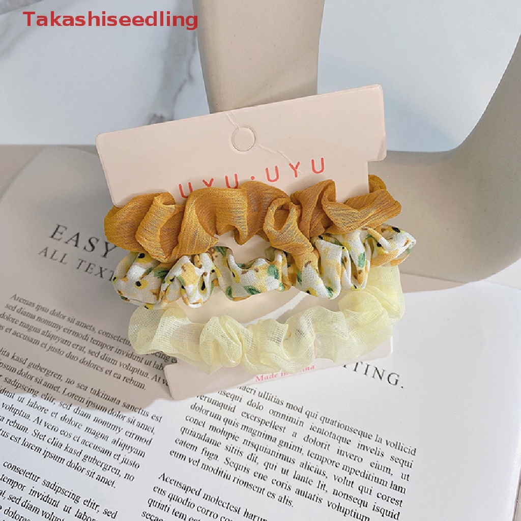 Bộ 3 dây buộc tóc vải lụa họa tiết dễ thương thời trang dành cho nữ